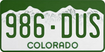 CO license plate 986DUS