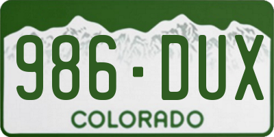 CO license plate 986DUX