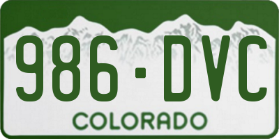 CO license plate 986DVC