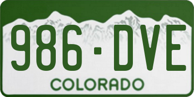CO license plate 986DVE