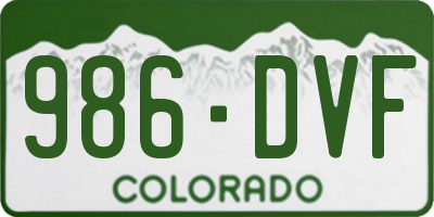 CO license plate 986DVF