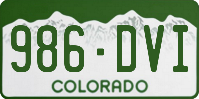 CO license plate 986DVI