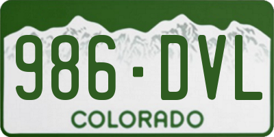 CO license plate 986DVL