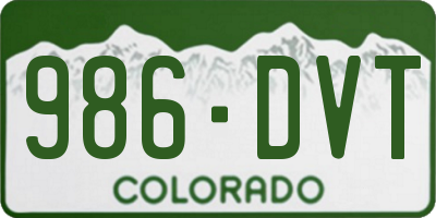 CO license plate 986DVT