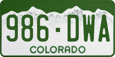 CO license plate 986DWA