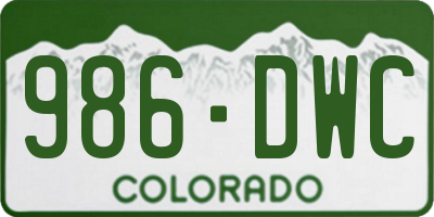 CO license plate 986DWC
