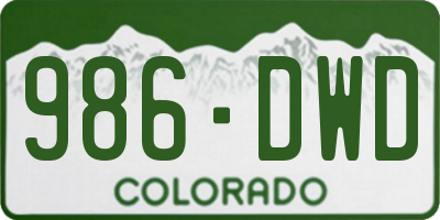 CO license plate 986DWD