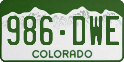 CO license plate 986DWE