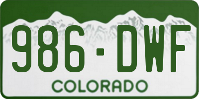 CO license plate 986DWF