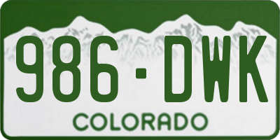 CO license plate 986DWK