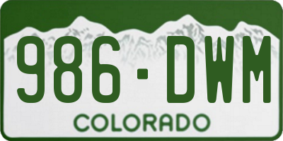 CO license plate 986DWM