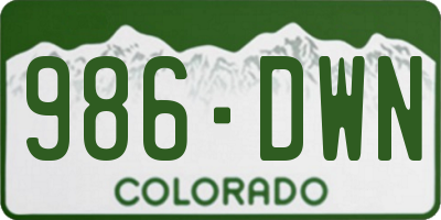 CO license plate 986DWN