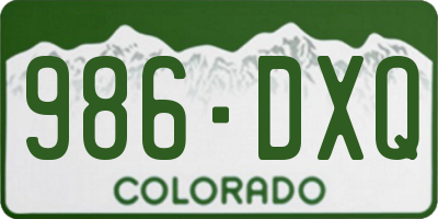 CO license plate 986DXQ