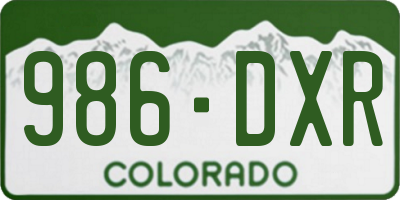 CO license plate 986DXR