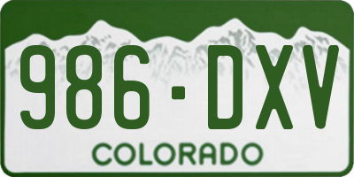 CO license plate 986DXV