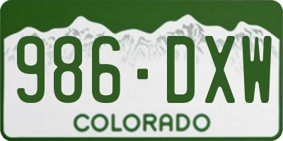 CO license plate 986DXW