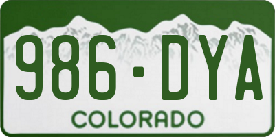 CO license plate 986DYA