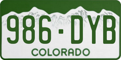 CO license plate 986DYB