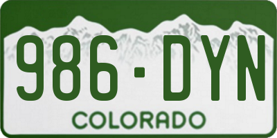 CO license plate 986DYN