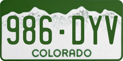 CO license plate 986DYV