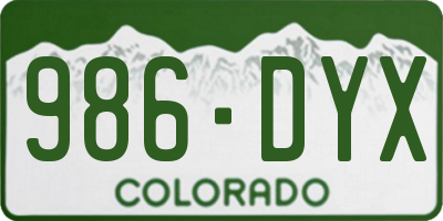 CO license plate 986DYX
