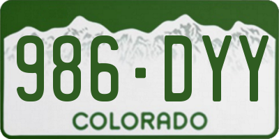 CO license plate 986DYY