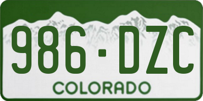 CO license plate 986DZC