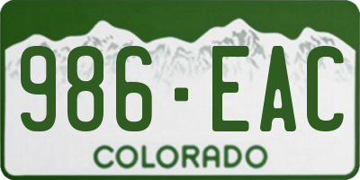 CO license plate 986EAC