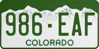 CO license plate 986EAF