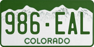 CO license plate 986EAL