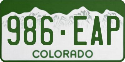 CO license plate 986EAP
