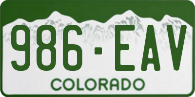 CO license plate 986EAV