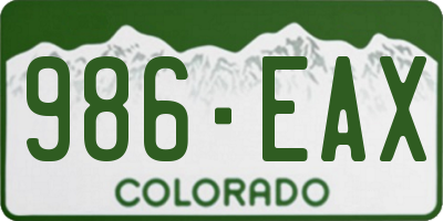 CO license plate 986EAX