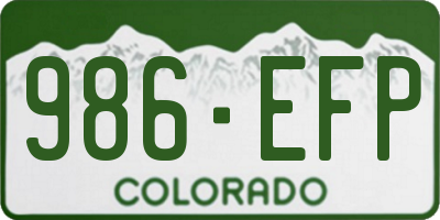 CO license plate 986EFP