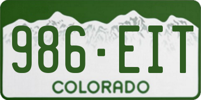 CO license plate 986EIT
