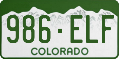CO license plate 986ELF