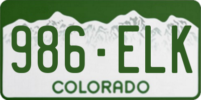 CO license plate 986ELK