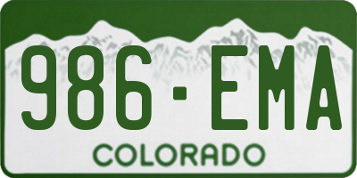 CO license plate 986EMA