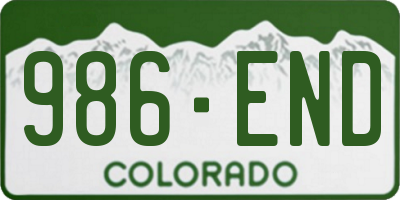 CO license plate 986END