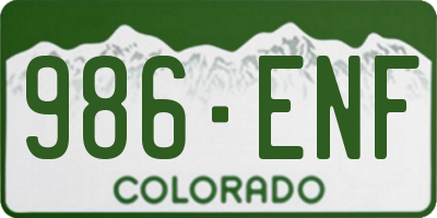 CO license plate 986ENF