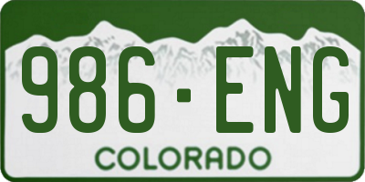 CO license plate 986ENG