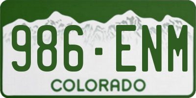 CO license plate 986ENM