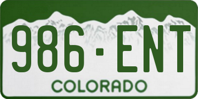 CO license plate 986ENT