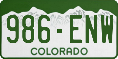 CO license plate 986ENW
