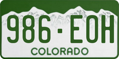 CO license plate 986EOH