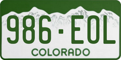 CO license plate 986EOL
