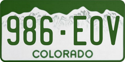 CO license plate 986EOV