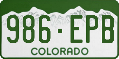 CO license plate 986EPB
