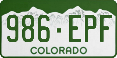 CO license plate 986EPF