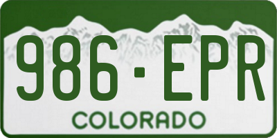 CO license plate 986EPR